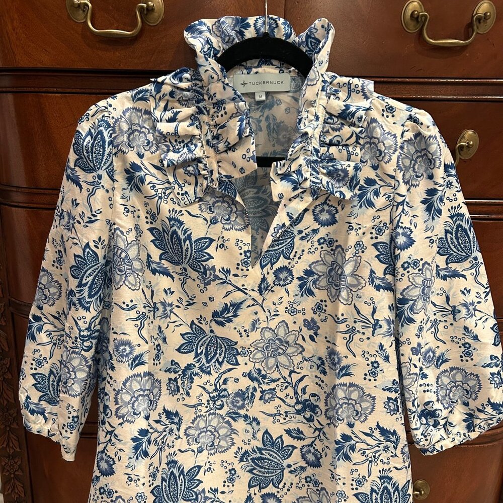 Tuckernuck Chintz Floral Ruffle Neck Bouvier Blouse